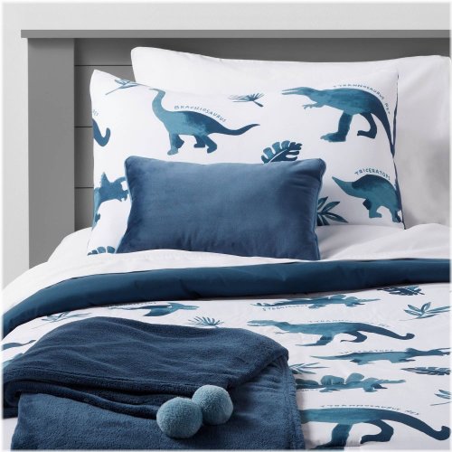 Watercolor Blue Dinosaur Bedding Set