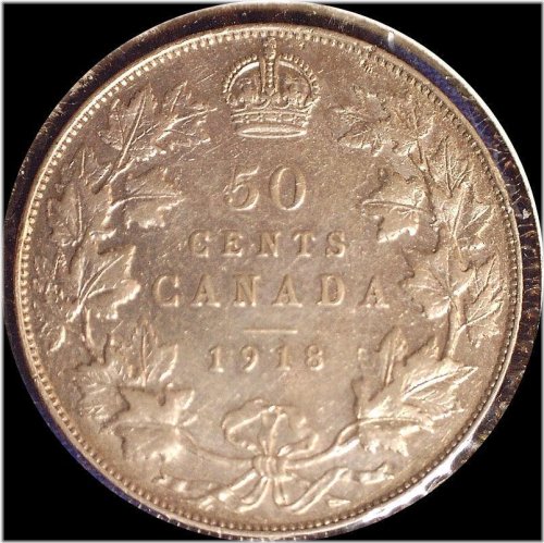 Canadian Silver Half Dollar from 1918
