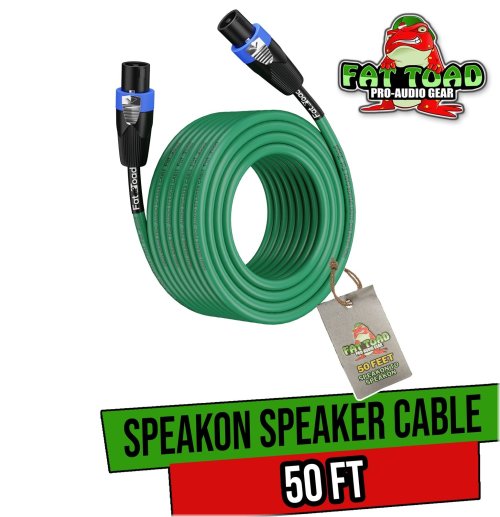 Green 50ft Professional Speakon Cable by FAT TOAD