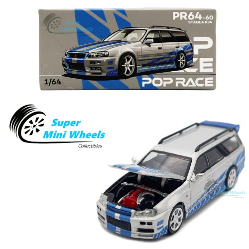 Silver Blue Stagea R34 Wagon Diecast