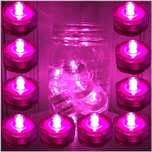 Submerged Bliss LED Tea Lights - Set of 10 Pink TeaLights for Underwater Ambiance