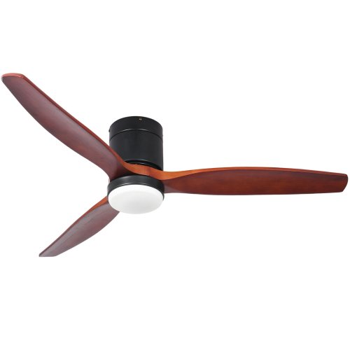 Wooden Blade Industrial Ceiling Fan with Chandelier and Remote Control