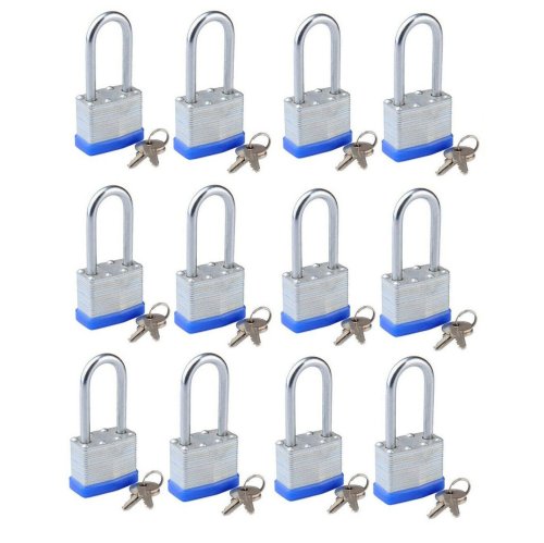 SecureSet 12-Pack Long Shackle Padlocks with Matching Keys