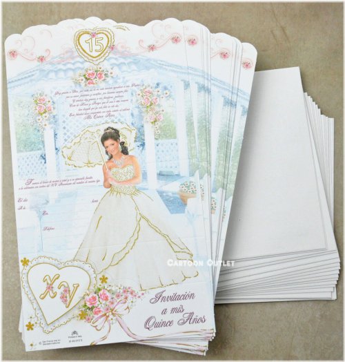 Quinceañera Celebration Set - 10 Spanish Invitations for My 15th Birthday