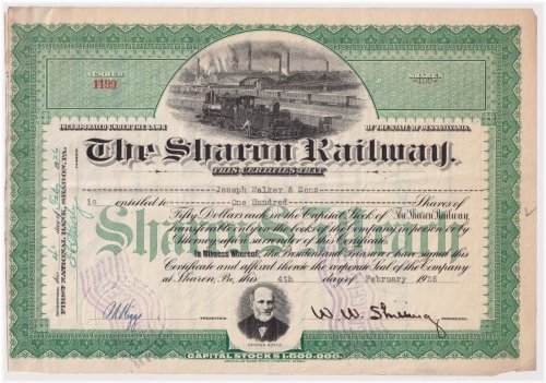 Sharon Railway Certificate