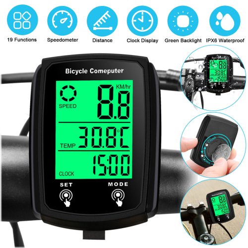 AquaMeter - Waterproof Wired LCD Digital Cycling Computer with Odometer