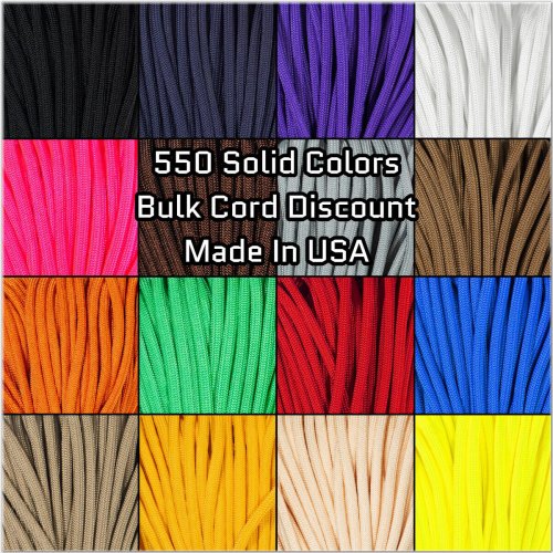 USA-Made Solid Color Paracord in Multiple Lengths by Paracord Planet