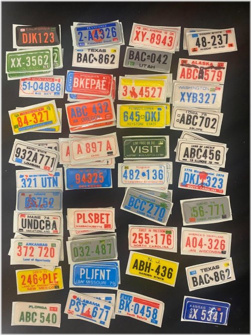 Retro License Plate Puffy Sticker Set - 1979 Vintage Store Display