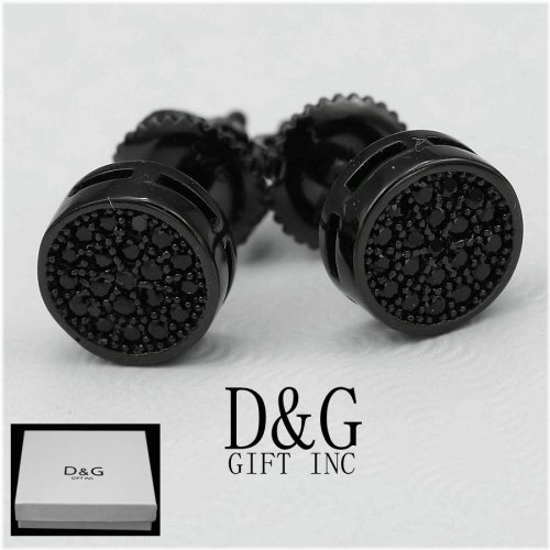 Black Zirconia Stud Earrings in Sterling Silver