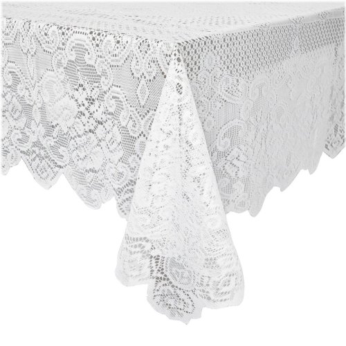 Lacy Elegance Tablecloth: Vintage White for Rectangular Tables, 60 x 97 In