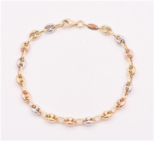 Tricolor Gold Puffed Mariner Anklet
