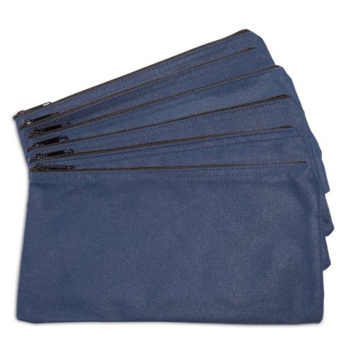 Navy Blue Deposit Money Bags 6-Pack with Zipper Closure by DALIX