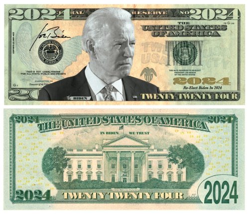 Political Memorabilia: Biden Re-Elect 2024 Novelty Dollar Bills Set