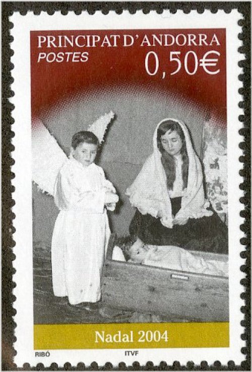 Nativity Angel Stamp - French Andorra 2004