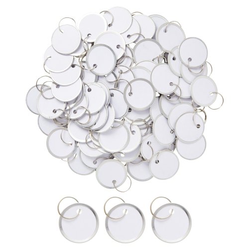 Metal-Rimmed Paper Key Tags - Pack of 100, 1.2 inch, White