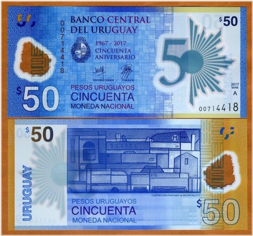 Uruguay Commemorative Polymer Banknote, 50 Pesos Uruguayos, 2017 (2018)