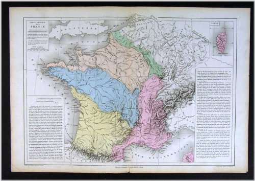 1882 Drioux Map - Physical France Alps Riviera Corsica