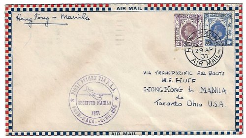 Colonial Airmail Connections: Hong Kong to Manila 1937