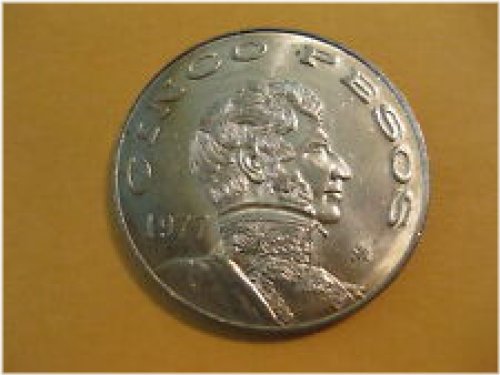 Guerrero 5 Pesos Uncirculated Coin from 1977