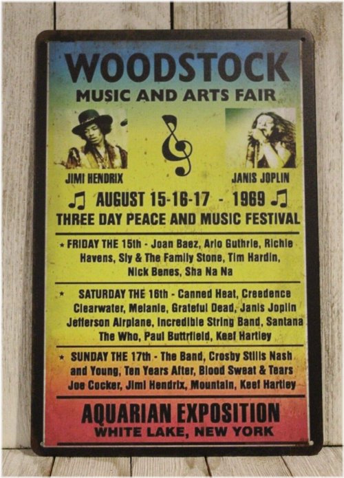 Vintage Woodstock Concert Metal Poster Replica