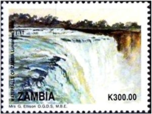 Zambian Lumangwe Waterfalls Stamp (1993)