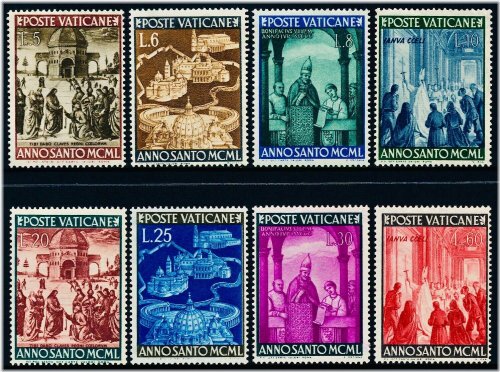 Vatican Jubilee Basilica Stamp Set 1949