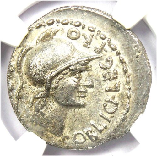 Pompey Junior AR Denarius Silver Coin 46 BC - NGC AU Certified