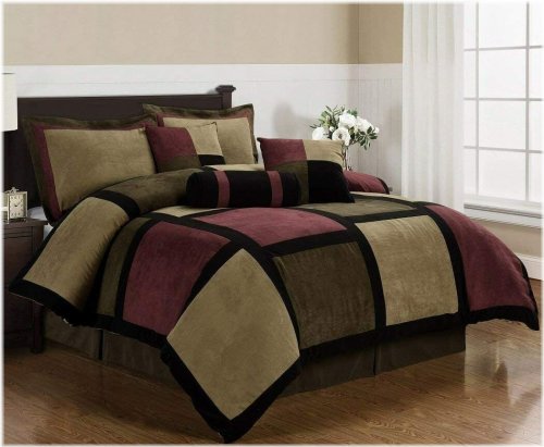 Burgundy Patchwork Comforter Set