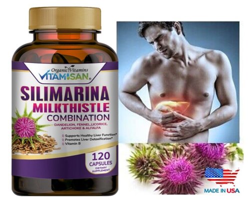 Silimarina Capsules - Organic Milk Thistle Supplement (120 count) - Extra Strength USA Made