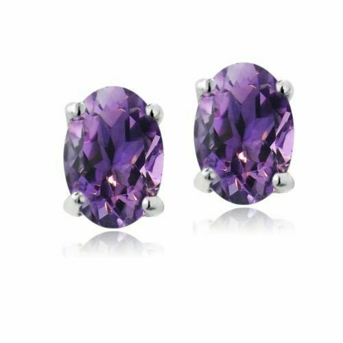 Amethyst Oval Sterling Silver Stud Earrings