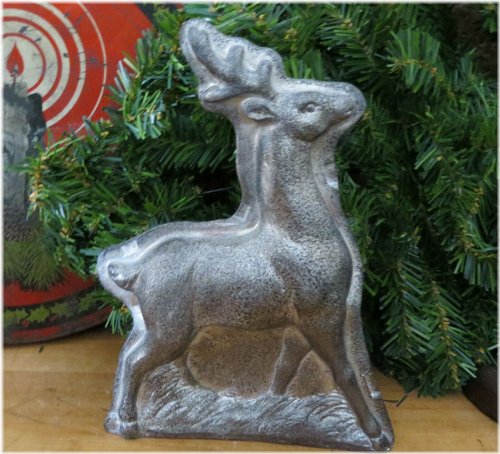 Rustic Tin Reindeer Chocolate Mold Figurine