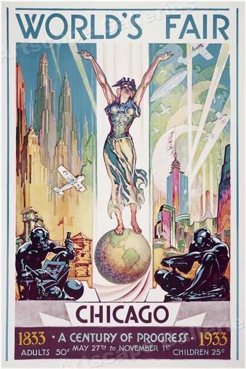 1933 Chicago World's Fair Commemorative Art Deco Poster