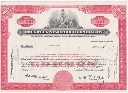 Rockwell Standard Certificate Collection