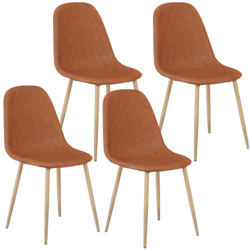 Mid Century Metal Leg Dining Chairs with PU Cushion Seats