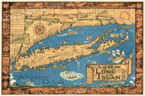 Long Island 1933 Pictorial Map