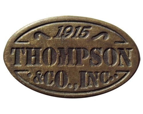 Vintage Brass Tobacco Token from Thompson & Co., Inc. 1915