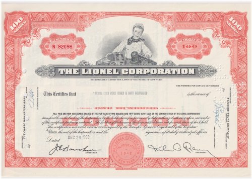 Vintage Lionel Corporation Stock Certificate