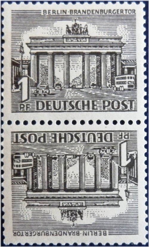 Berlin Brandenburg Gate Tete-Beche Pair Stamp 1949
