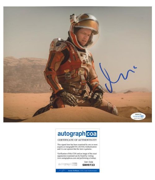 The Martian" Autographed 8x10 Photo by Matt Damon