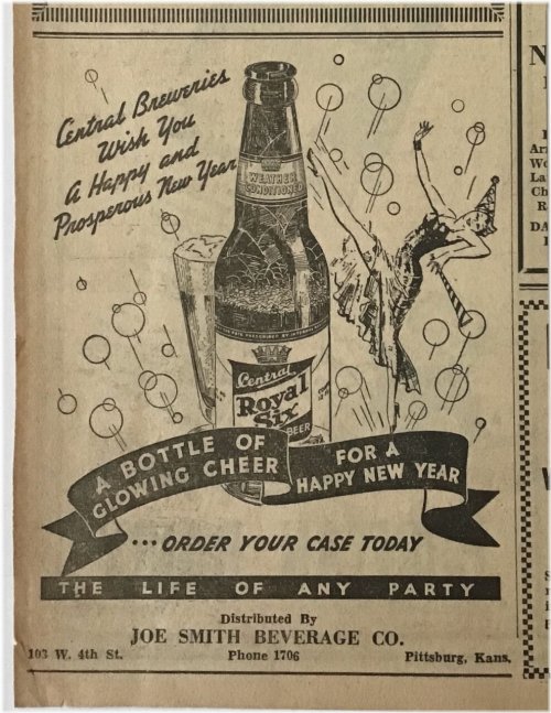 Central Royal Six Beer - 1936 New Year Newspaper Ad