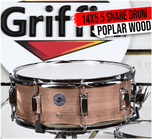 Oak Poplar Snare Drum Kit - 14" x 5.5 with Griffin Head Key Set