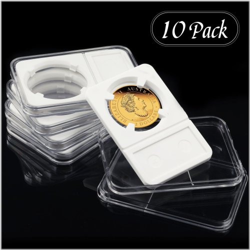 JFK Half Dollar Coin Display Set: 10 Slab Storage Cases with Stands