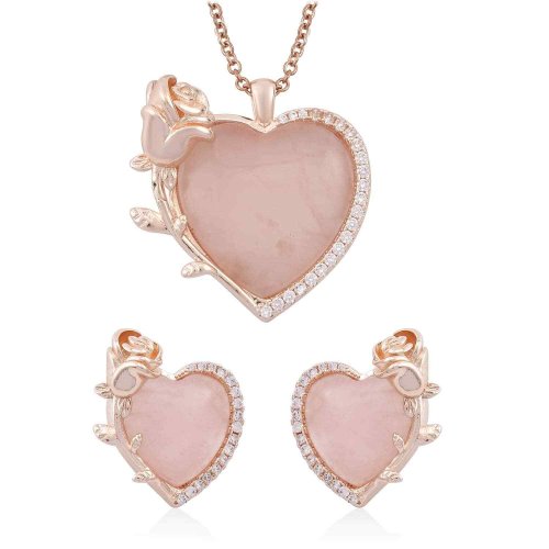 Rose Quartz Heart Jewelry Set