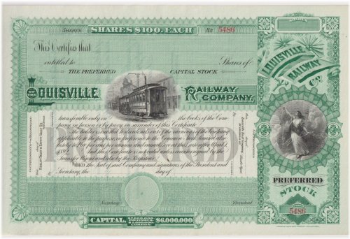 Louisville Railway Railroad Stock Certificate Trio