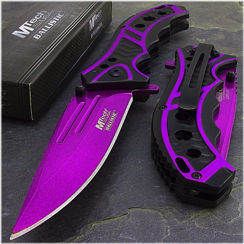 Purple Tactical Spring-Assisted Folding Knife by MTECH USA