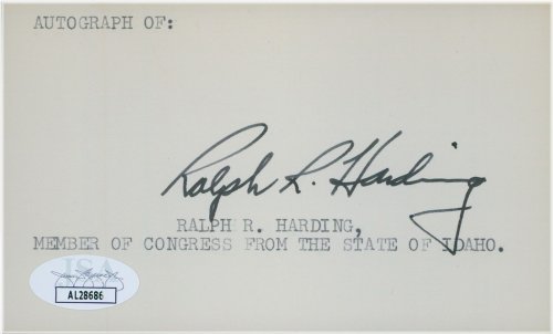 Idaho Congressman Ralph Harding Authentic Autograph