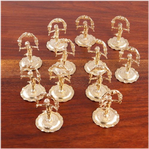 German 800 Silver Gilt Place Card Holders with Sweet Child Holding Garland
