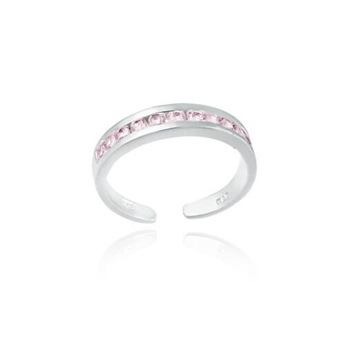 Pink Sparkle Toe Ring in Sterling Silver