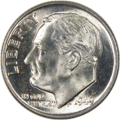 Silver Roosevelt Dime - Brilliant Uncirculated 1949