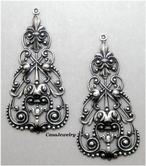 Dapped Filigree Sterling Silver Plated Hang Rings - 2 Piece Set